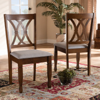 Baxton Studio RH316C-Grey/Walnut-DC-2PK Augustine Modern and Contemporary Grey Fabric Upholstered and Walnut Brown Finished Wood 2-Piece Dining Chair Set Set